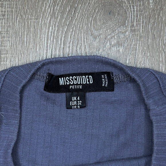 💜MISSGUIDED PETITE - Lilac Lettuce Hem Ribbed Crop Top - Picture 3 of 4